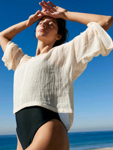 Cargar imagen en el visor de la galería, Campana Shirt White Cotton Gauze