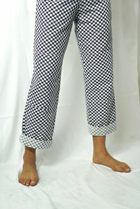 Checkered doble knee pants